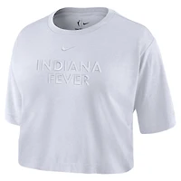 Women's Nike  White Indiana Fever Basketball Tonal Wordmark Cropped T-Shirt
