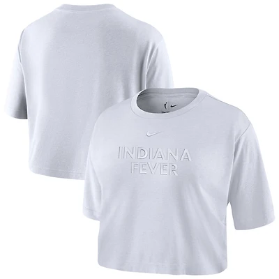 Women's Nike  White Indiana Fever Basketball Tonal Wordmark Cropped T-Shirt