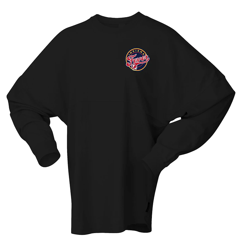 Women's Spirit Jersey Black Indiana Fever Oversized Preppy City Long Sleeve T-Shirt