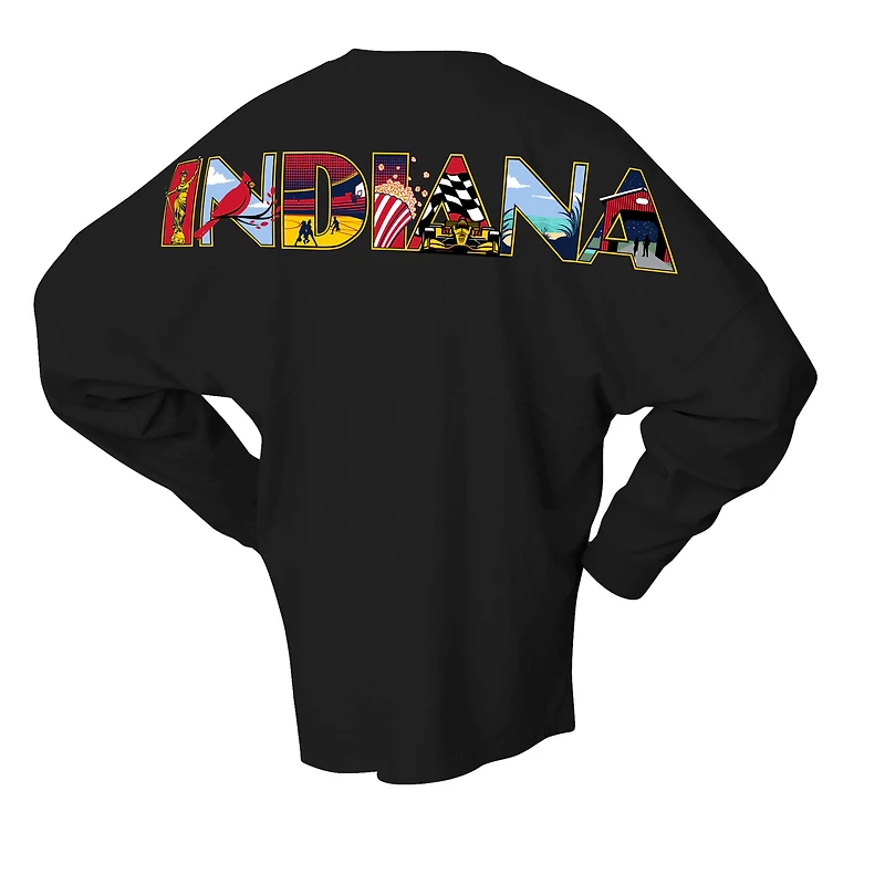 T-shirt à manches longues surdimensionné Preppy City pour femme, style maillot Spirit noir, Indiana Fever