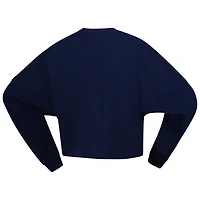 Women's Spirit Jersey Navy Indiana Fever Jumbo Print Oversized Cropped Long-Sleeve T-Shirt