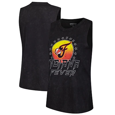 Women's Sportiqe Black Indiana Fever Rock & Roll Collection Turner Mineral Wash Tank