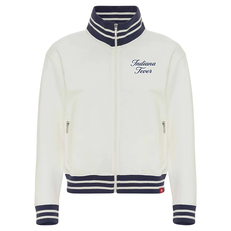 Veste zippée intégrale en tissu éponge français Sutton crème de la collection Sportiqe Indiana Fever Athletic Club pour femme