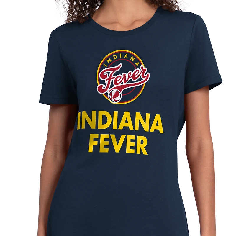 T-shirt à col rond Starter Navy pour femmes, Indiana Fever WNBA, 30e anniversaire
