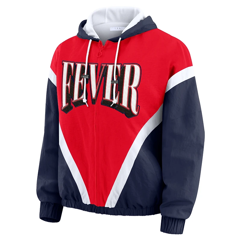Women's WEAR by Erin Andrews Navy/Red Indiana Fever Colorblock Full-Zip Hoodie Windbreaker Jacket