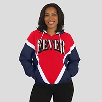 Veste coupe-vent à capuche entièrement zippée Indiana Fever Colorblock bleu marine/rouge pour femme par Erin Andrews