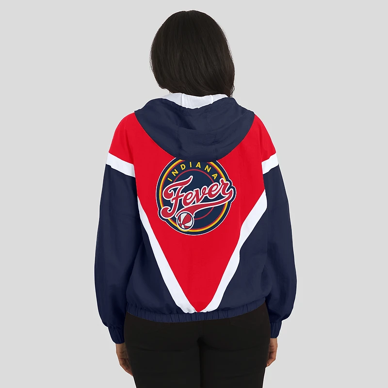 Women's WEAR by Erin Andrews Navy/Red Indiana Fever Colorblock Full-Zip Hoodie Windbreaker Jacket