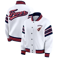 Women's WEAR by Erin Andrews White/Navy Indiana Fever Full-Snap Fleece Sweatshirt Jacket