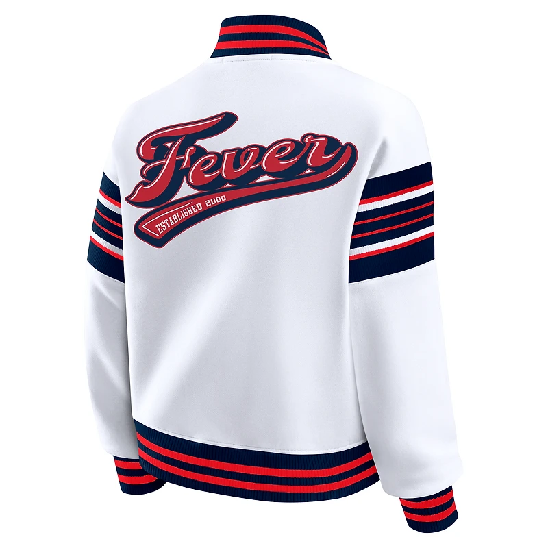 Veste polaire à boutons-pression Indiana Fever blanche/bleu marine pour femme par Erin Andrews