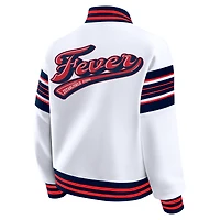 Veste polaire à boutons-pression Indiana Fever blanche/bleu marine pour femme par Erin Andrews