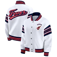 Women's WEAR by Erin Andrews White/Navy WNBA Full-Snap Fleece Sweatshirt Jacket