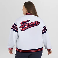 Women's WEAR by Erin Andrews White/Navy WNBA Full-Snap Fleece Sweatshirt Jacket