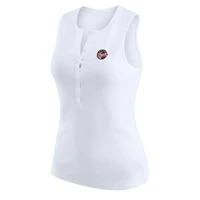 Women's WEAR by Erin Andrews White Indiana Fever Rib-Knit Henley Tank Top