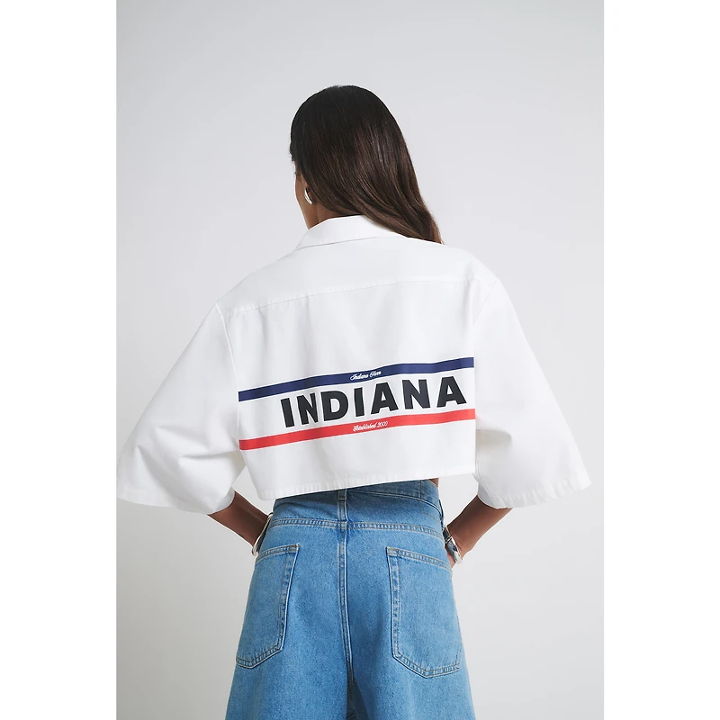 Chemise courte boutonnée en toile blanche Indiana Fever pour femme