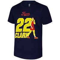 T-shirt de joueur avec nom et numéro la fièvre l'Indiana Caitlin Clark pour jeunes, bleu marine