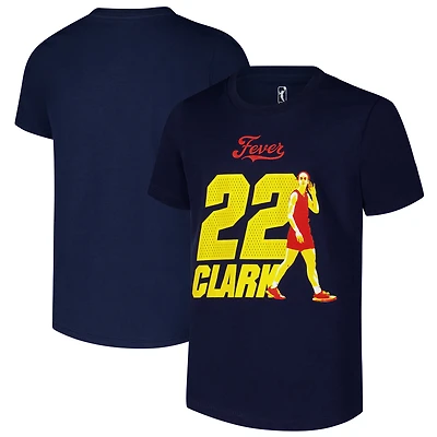 T-shirt de joueur avec nom et numéro la fièvre l'Indiana Caitlin Clark pour jeunes, bleu marine