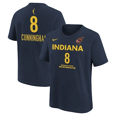 T-shirt Nike Sophie Cunningham bleu marine Indiana Fever Explorer Edition pour enfant, nom et numéro