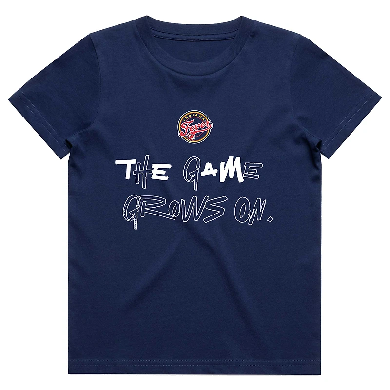 T-shirt signature du joueur Round21 Caitlin Clark bleu marine Indiana Fever pour jeunes