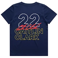 T-shirt signature du joueur Round21 Caitlin Clark bleu marine Indiana Fever pour jeunes