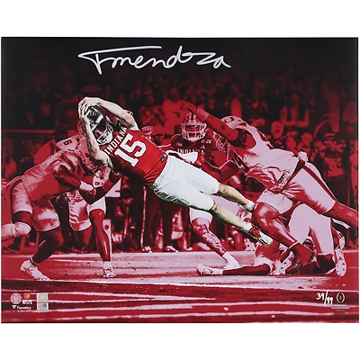 Fernando Mendoza Indiana Hoosiers Autographed 16" x 20" CFP Championship Diving Touchdown Colorway Spotlight Photograph - Limited Edition of 99