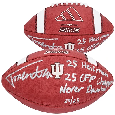 Fernando Mendoza Indiana Hoosiers Autographed adidas Official Game Football with Multiple Inscriptions - Limited Edition of 25