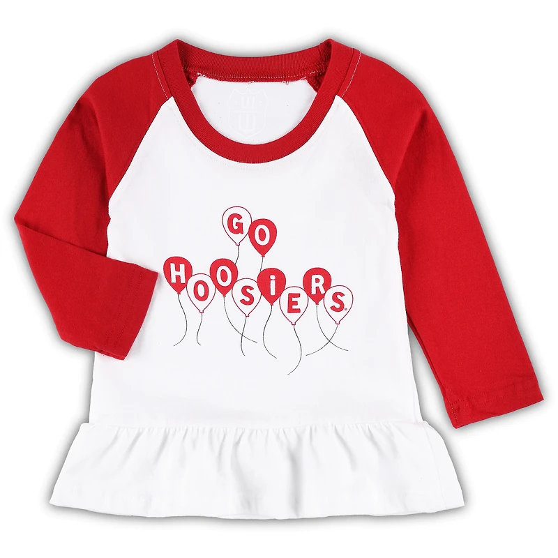 Wes & Willy Crimson/White Indiana Hoosiers Balloon Raglan T-shirt à manches 3/4 et leggings pour fille