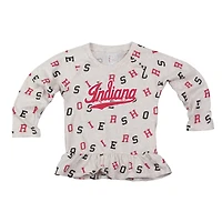 Girls Toddler Wes & Willy Oatmeal Indiana Hoosiers Ruffle Raglan Long Sleeve T-Shirt Leggings Set