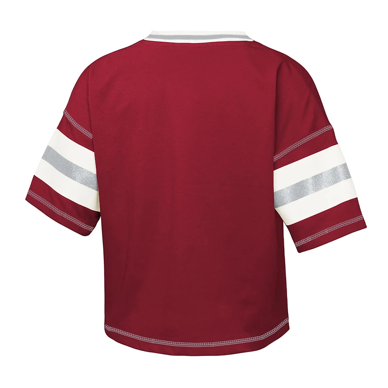 Girls Youth Crimson Indiana Hoosiers Grid Iron V-Neck T-Shirt