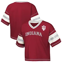 Girls Youth Crimson Indiana Hoosiers Grid Iron V-Neck T-Shirt