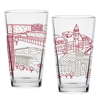 Indiana Hoosiers Two-Pack 16oz. Campus Line Art Pint Glass Set