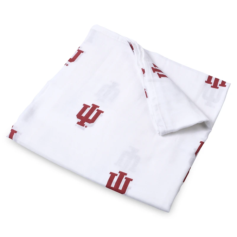 Infant Three Little Anchors White Indiana Hoosiers 47'' x 47'' Muslin Swaddle Blanket