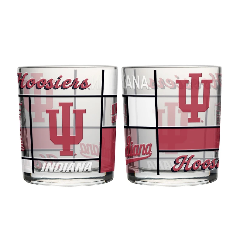 Ensemble de deux verres à whisky matelassés et teintés Logo Brands Indiana Hoosiers de 35 cl