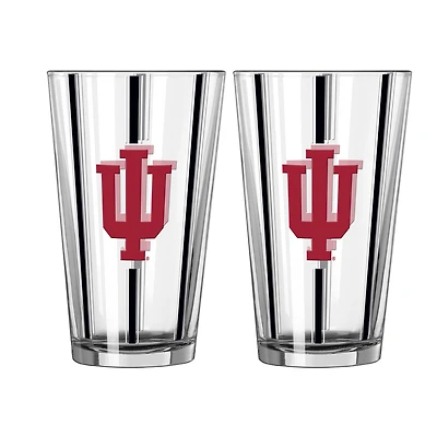 Logo Brands Indiana Hoosiers Two-Piece 16oz. Striped Pint Glass Set