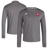 Men's adidas  Gray Indiana Hoosiers Dugout Pullover Sweatshirt