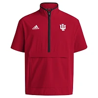 Veste adidas Crimson Indiana Hoosiers Coaches Sideline à manches courtes et demi-zip pour homme