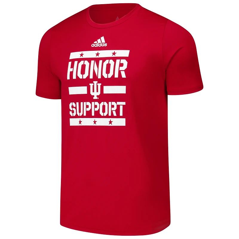 T-shirt d'avant-match adidas Crimson Indiana Hoosiers Honor & Support pour homme
