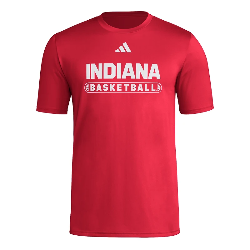 Men's adidas Crimson Indiana Hoosiers Locker On-Court Basketball Pre-Game T-Shirt
