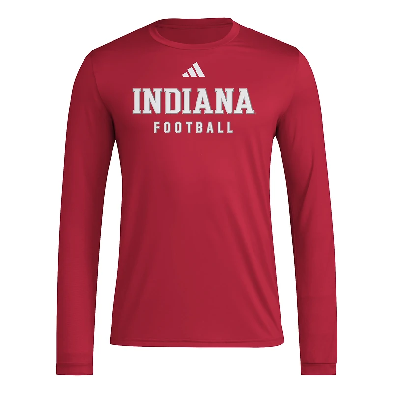 T-shirt d'entraînement de football américain adidas Crimson Indiana Hoosiers pour homme