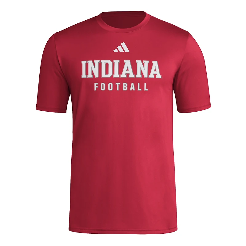 T-shirt d'entraînement de football américain adidas Crimson Indiana Hoosiers pour homme