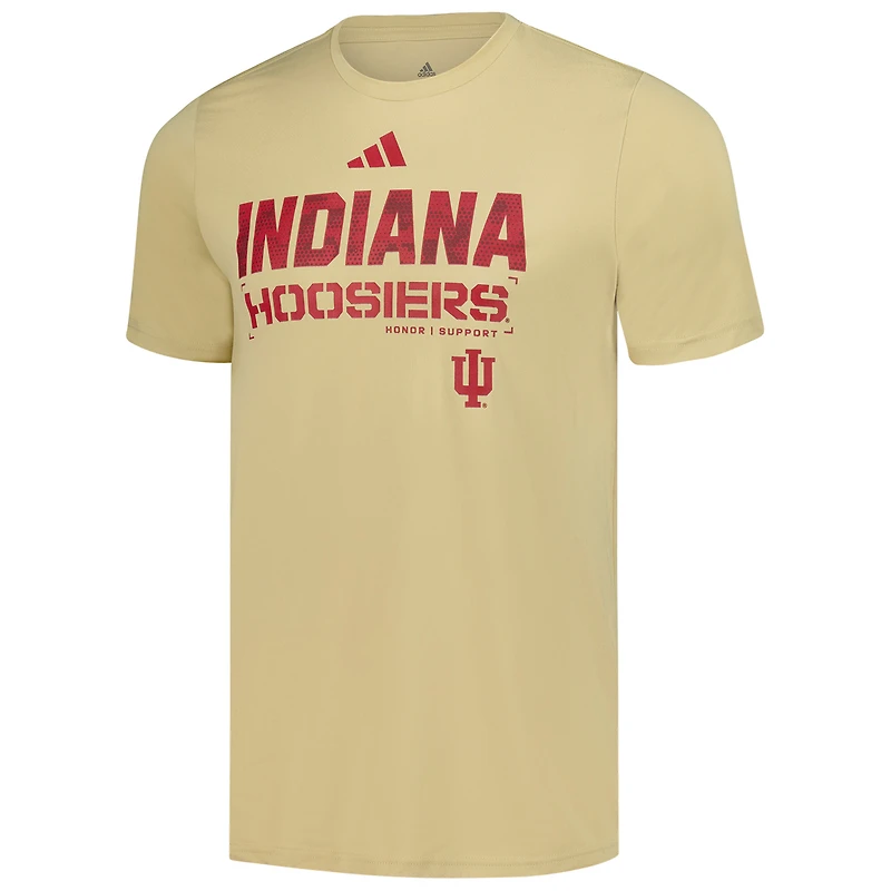 Men's adidas Natural Indiana Hoosiers 2025 Military Appreciation Pre-Game AEROREADY T-Shirt