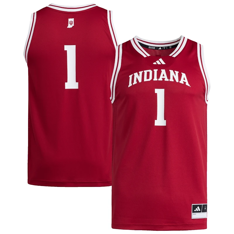 Men's adidas #1 Crimson Indiana Hoosiers Replica Swingman Jersey