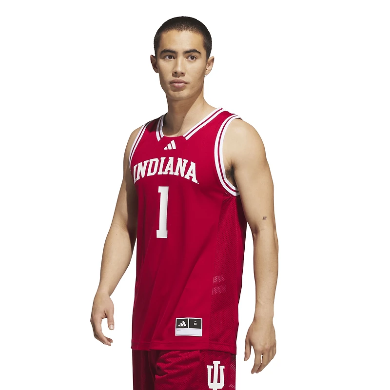 Men's adidas #1 Crimson Indiana Hoosiers Replica Swingman Jersey