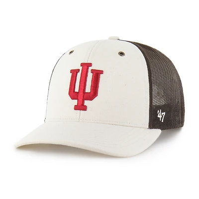 Men's Carhartt x '47 Natural/Brown Indiana Hoosiers Undyed Trucker Adjustable Hat