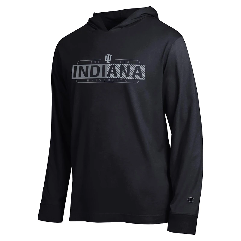 Men's Champion  Black Indiana Hoosiers Gradient All-Star Long Sleeve Hooded T-Shirt