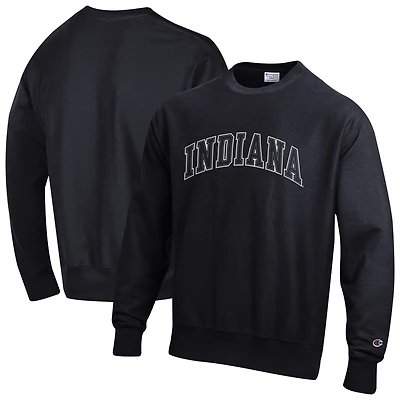 Men's Champion  Black Indiana Hoosiers Reverse Weave Crewneck Sweatshirt