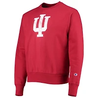 Men's Champion Crimson Indiana Hoosiers Vault Logo Reverse Weave Pullover Sweatshirt