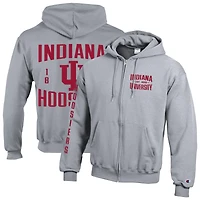 Men's Champion  Gray Indiana Hoosiers Varsity Powerblend Full-Zip Fleece Hoodie