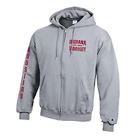 Men's Champion  Gray Indiana Hoosiers Varsity Powerblend Full-Zip Fleece Hoodie