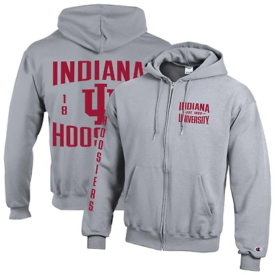 Men's Champion Gray Indiana Hoosiers Varsity Powerblend Full-Zip Fleece Hoodie