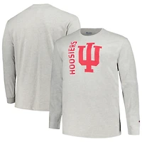 Champion Heather Grey Indiana Hoosiers Big & Tall Mascot T-shirt à manches longues pour hommes